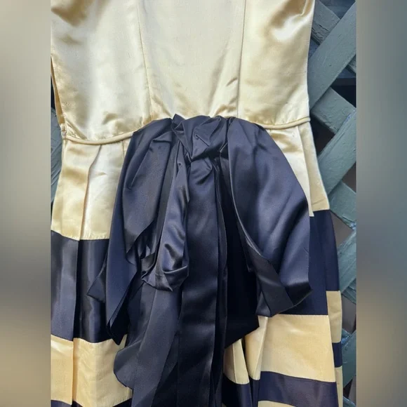 50s Vintage Yellow and Black Satin Prom Dress size Xs - Picture 8 of 11